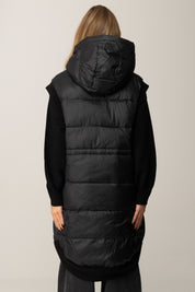 Twin-set Gilet Imbottito con Cappuccio e Profili In Maglia 252TP2172 NERO