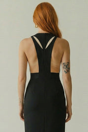 Elisabetta Franchi Gilet In Crêpe con Cut-out Bicolore GL00461E2 NERO/BURRO