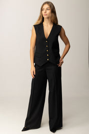 Pinko Gilet In Lana con Bottoni Gioiello NERO LIMOUSINE