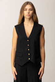Pinko Gilet In Lana con Bottoni Gioiello NERO LIMOUSINE