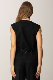 Pinko Gilet In Lana con Bottoni Gioiello NERO LIMOUSINE