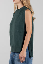 Manila Grace Gilet In Maglia con Spacchi Laterali M473VU BLACK FOREST :AI26