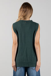 Manila Grace Gilet In Maglia con Spacchi Laterali M473VU BLACK FOREST :AI26