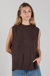 Manila Grace Gilet In Maglia con Spacchi Laterali M473VU POTTING SOIL :AI26