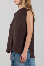 Manila Grace Gilet In Maglia con Spacchi Laterali M473VU POTTING SOIL :AI26