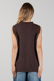 Manila Grace Gilet In Maglia con Spacchi Laterali M473VU POTTING SOIL :AI26