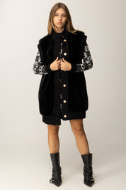 Pinko Gilet In Maglia Effetto Pelliccetta NERO LIMOUSINE