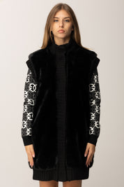 Pinko Gilet In Maglia Effetto Pelliccetta NERO LIMOUSINE