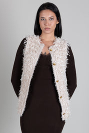 Twin-set Gilet In Maglia Effetto Pelliccia 262TP3131 PARCHMENT SCURO