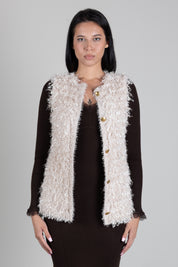Twin-set Gilet In Maglia Effetto Pelliccia 262TP3131 PARCHMENT SCURO