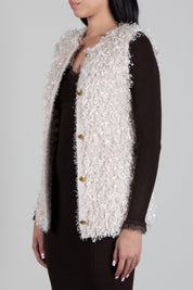 Twin-set Gilet In Maglia Effetto Pelliccia 262TP3131 PARCHMENT SCURO
