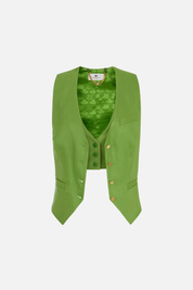 Elisabetta Franchi Gilet In Misto Lino e Crêpe GL00862E2 ALOE