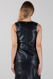 Manila Grace Gilet In Similpelle con Occhielli e Cintura G213EU METEORITE :AI26