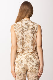 Twin-set Gilet In Tulle con Paillettes 261AT2140 CASHEW