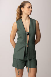 Patrizia Pepe Gilet Lungo con Chiusura a Laccetti 2S1548 A052 ALGAE GREEN