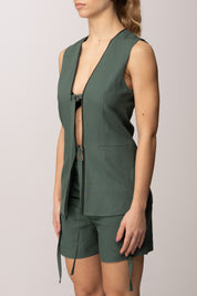 Patrizia Pepe Gilet Lungo con Chiusura a Laccetti 2S1548 A052 ALGAE GREEN