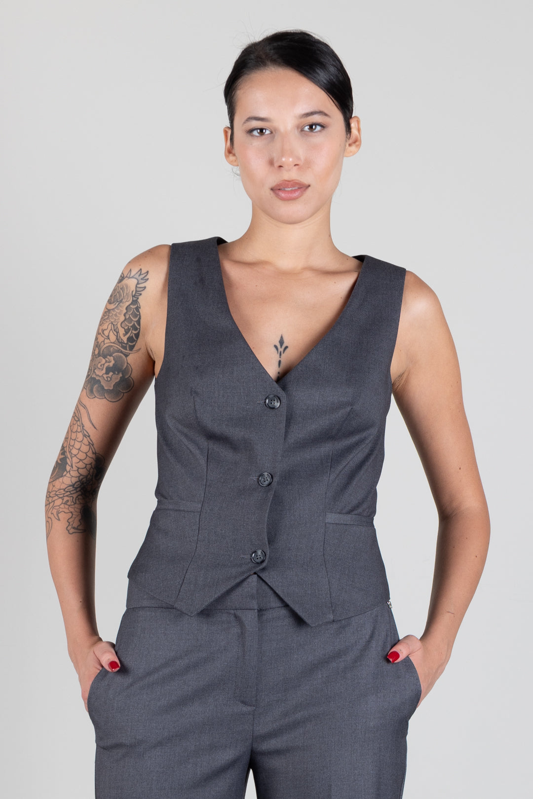 Aniye By Gilet Rio Monopetto Sfiancato 181100 GRAY :AI26