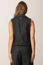 Manila Grace Gilet Sartoriale Gessato G142PI ASFALTO