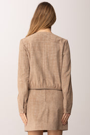 Elisabetta Franchi Giubbino Corto In Suede con Stampa Alligatore GD58G61E2 ARGILLA