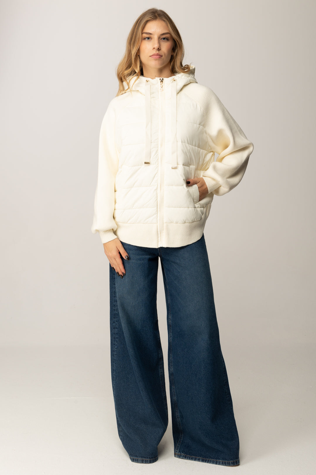 Twin-set Giubbino Imbottito con Inserti In Maglia 252TP2171 NEVE