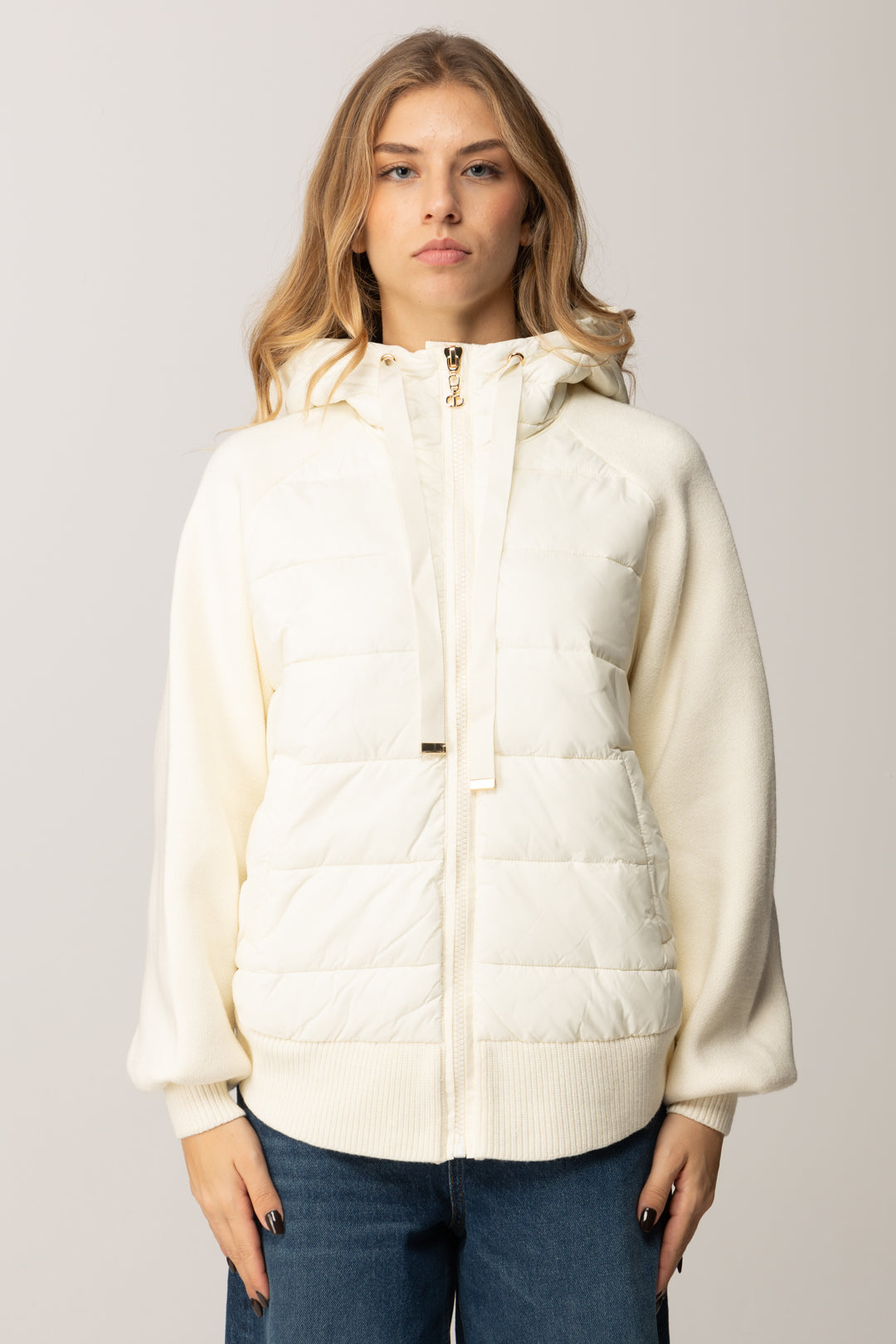 Twin-set Giubbino Imbottito con Inserti In Maglia 252TP2171 NEVE