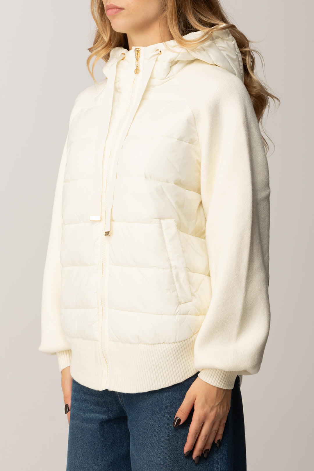 Twin-set Giubbino Imbottito con Inserti In Maglia 252TP2171 NEVE