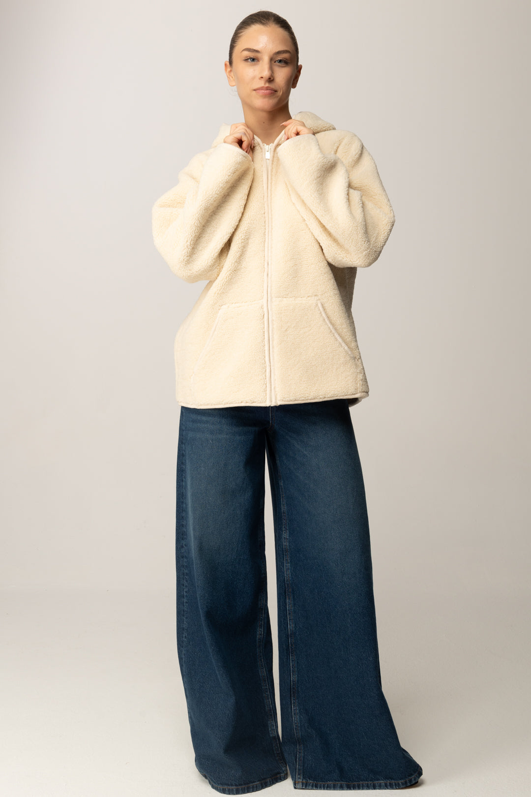 Replay Giubbino In Faux Shearling con Cappuccio W7922 .000.85285 WINTER WHITE