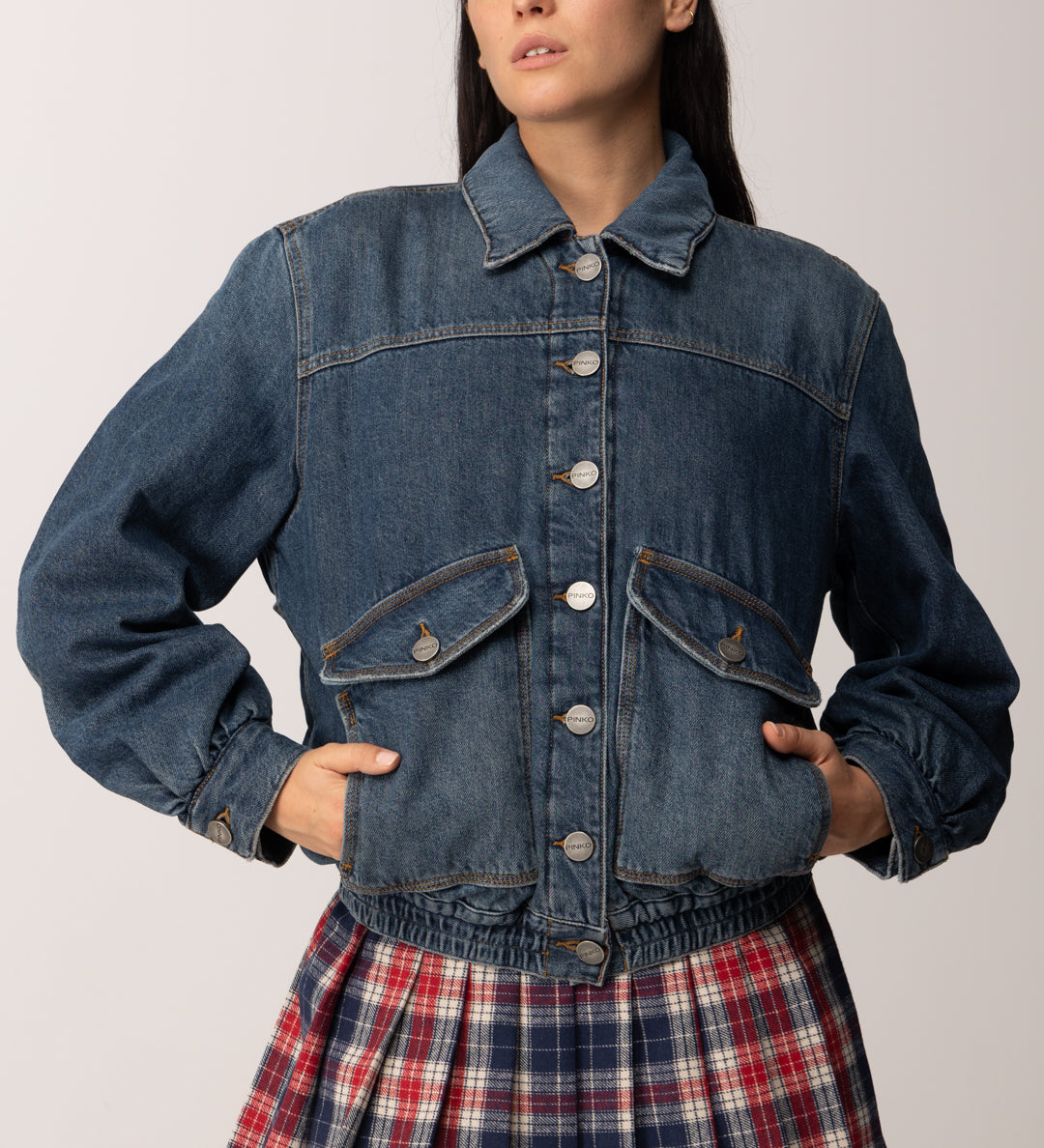 Pinko Giubbino In Jeans con Tasconi LAVAGGIO MEDIO SCURO