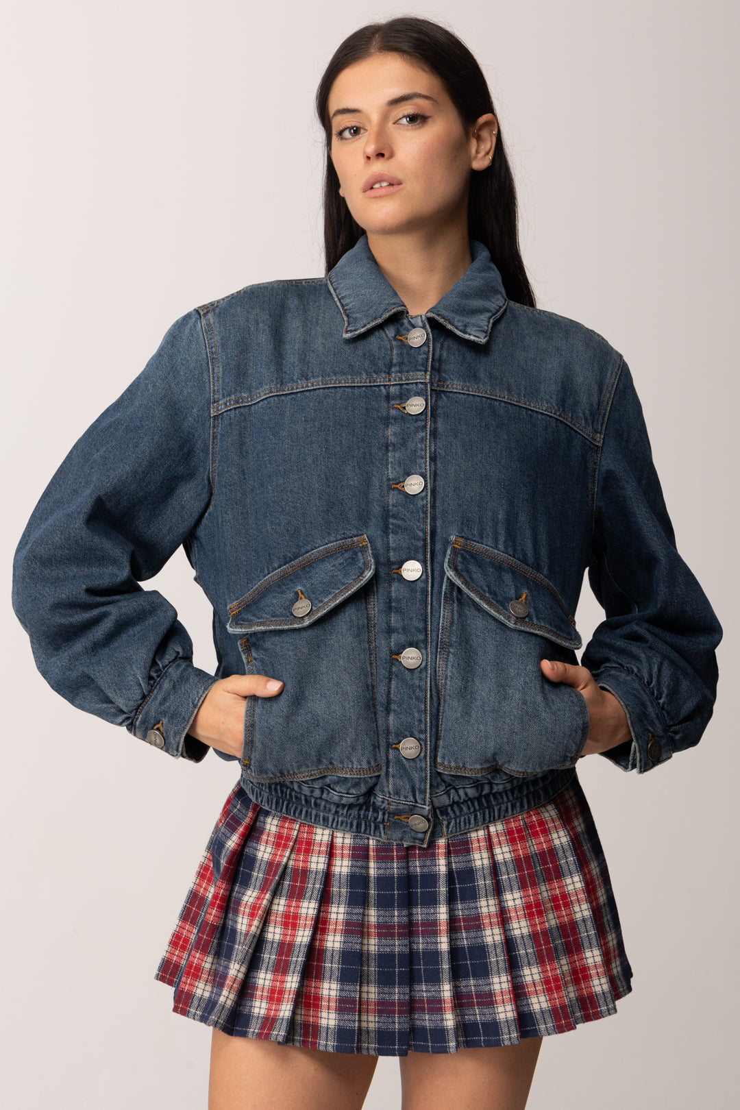 Pinko Giubbino In Jeans con Tasconi LAVAGGIO MEDIO SCURO