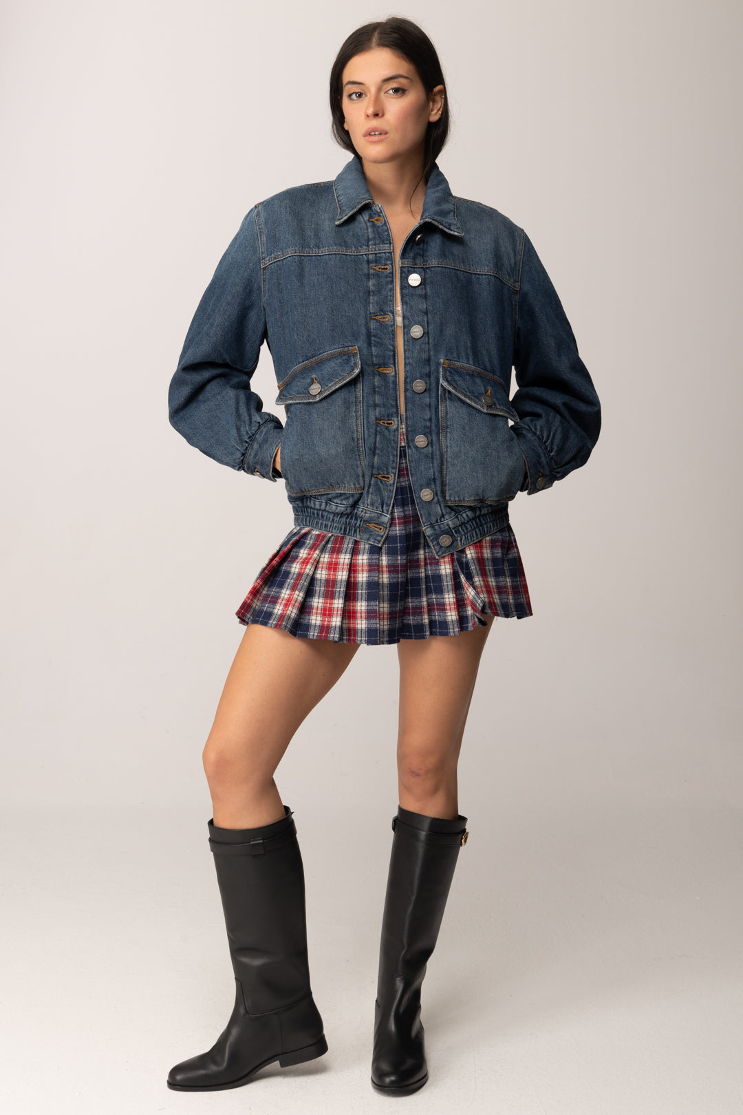 Pinko Giubbino In Jeans con Tasconi LAVAGGIO MEDIO SCURO