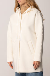 Twin-set Giubbino In Punto Scuba con Cappuccio e Logo Oval T 252TP2192 MADREPERLA