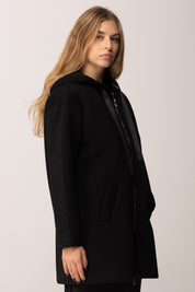 Twin-set Giubbino In Punto Scuba con Cappuccio e Logo Oval T 252TP2192 NERO