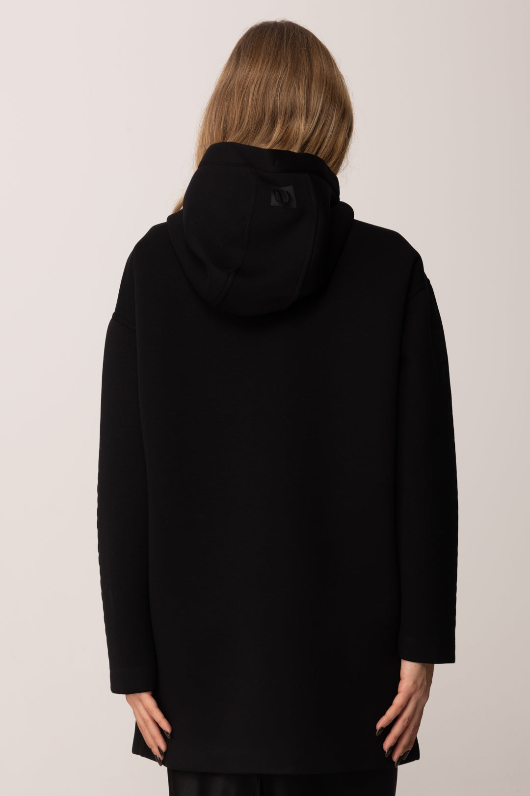 Twin-set Giubbino In Punto Scuba con Cappuccio e Logo Oval T 252TP2192 NERO