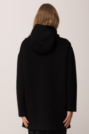 Twin-set Giubbino In Punto Scuba con Cappuccio e Logo Oval T 252TP2192 NERO