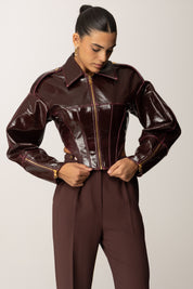 Elisabetta Franchi Giubbotto Bustier In Panno Spalmato GB00458E2 MERLOT