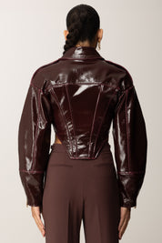 Elisabetta Franchi Giubbotto Bustier In Panno Spalmato GB00458E2 MERLOT