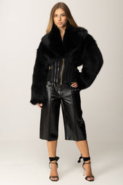 Elisabetta Franchi Giubbotto con Bustier e Pelliccia GB05A57E2 NERO