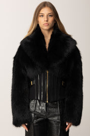 Elisabetta Franchi Giubbotto con Bustier e Pelliccia GB05A57E2 NERO