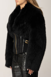 Elisabetta Franchi Giubbotto con Bustier e Pelliccia GB05A57E2 NERO