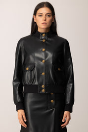 Twin-set Giubbotto Effetto Pelle con Bottoni 252TP2232 NERO