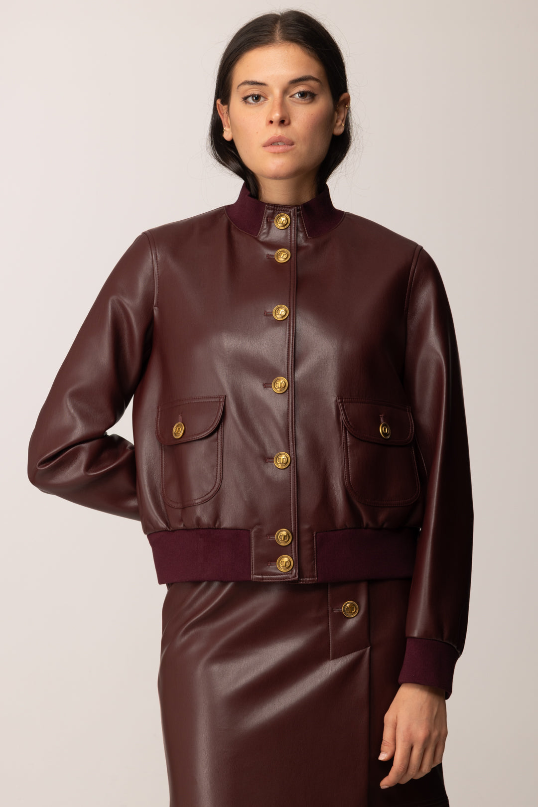 Twin-set Giubbotto Effetto Pelle con Bottoni 252TP2232 WINETASTING