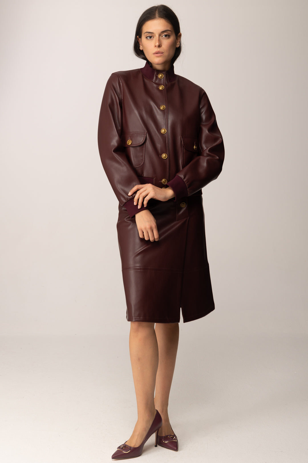 Twin-set Giubbotto Effetto Pelle con Bottoni 252TP2232 WINETASTING