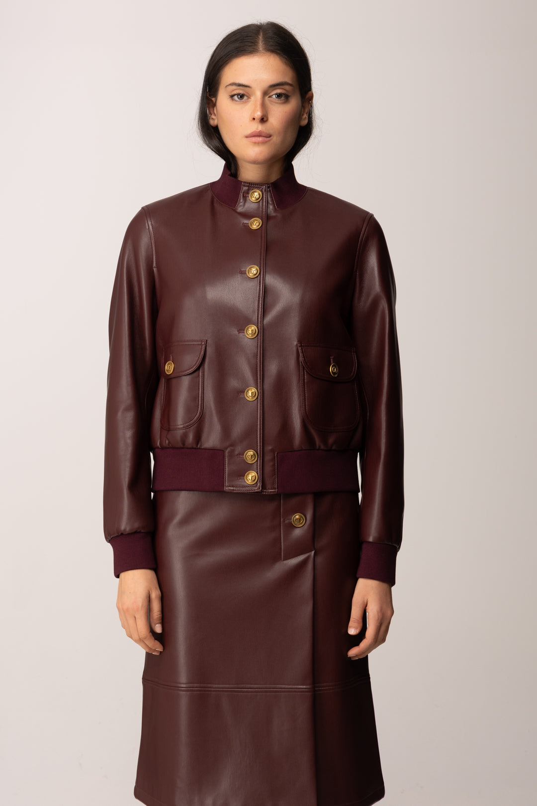 Twin-set Giubbotto Effetto Pelle con Bottoni 252TP2232 WINETASTING
