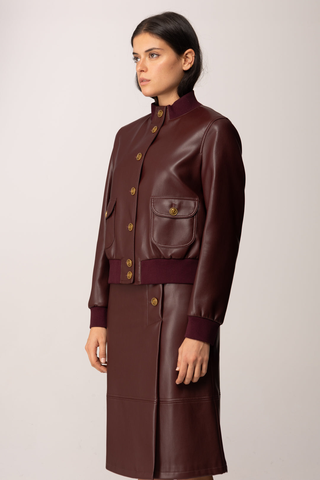 Twin-set Giubbotto Effetto Pelle con Bottoni 252TP2232 WINETASTING