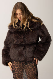 Patrizia Pepe Giubbotto Fluffy Corto 2O0174 E077 DEEPCHOCOLATE MELANG