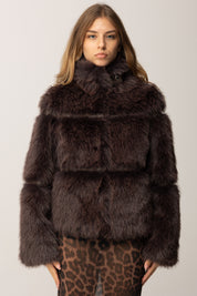 Patrizia Pepe Giubbotto Fluffy Corto 2O0174 E077 DEEPCHOCOLATE MELANG