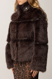 Patrizia Pepe Giubbotto Fluffy Corto 2O0174 E077 DEEPCHOCOLATE MELANG