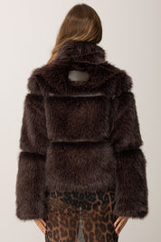 Patrizia Pepe Giubbotto Fluffy Corto 2O0174 E077 DEEPCHOCOLATE MELANG