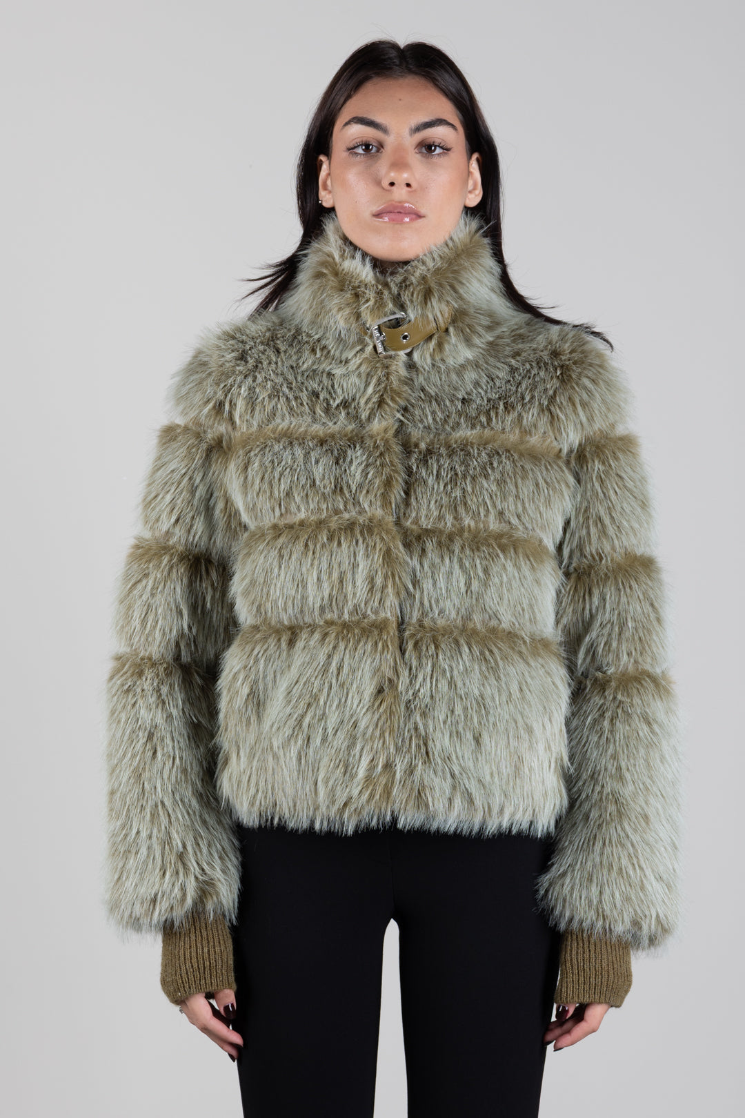 Patrizia Pepe Giubbotto Fluffy Corto con Collo Alto 2O0185 E077 LIZARD MELANGE