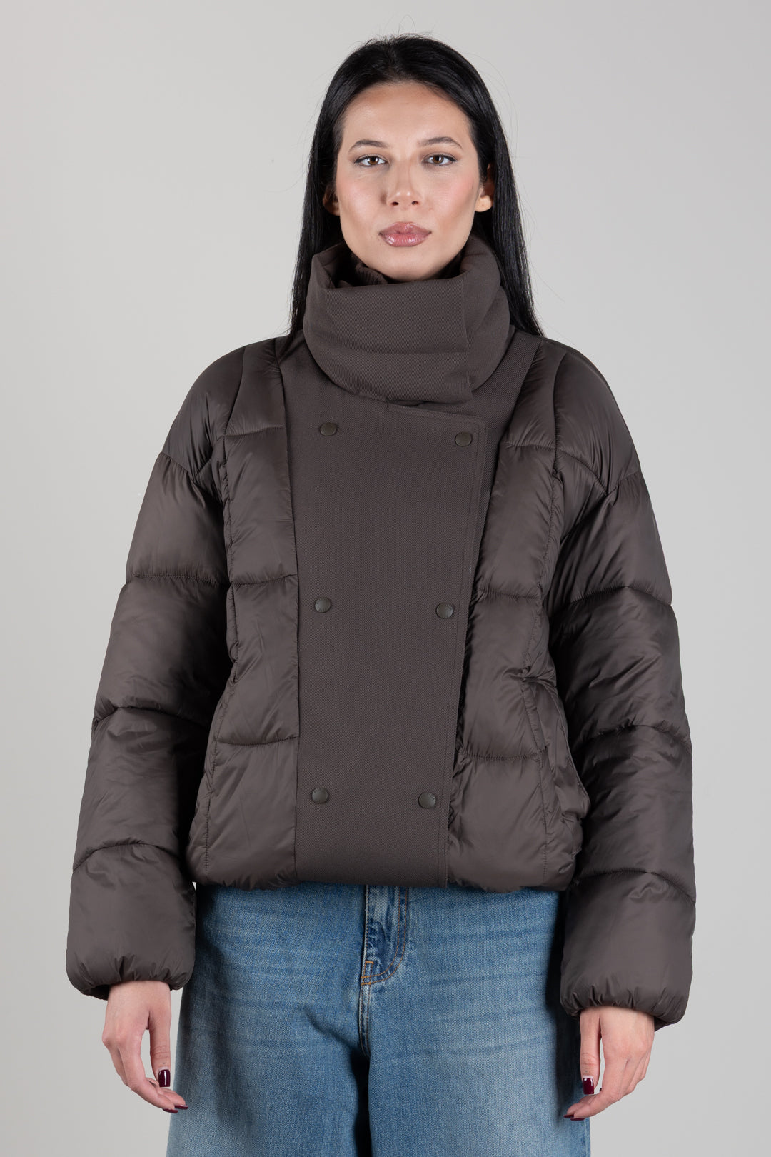 Patrizia Pepe Giubbotto Imbottito Trapuntato con Collo Alto
 Dez 2O0136 C7997 CRAFT BROWN